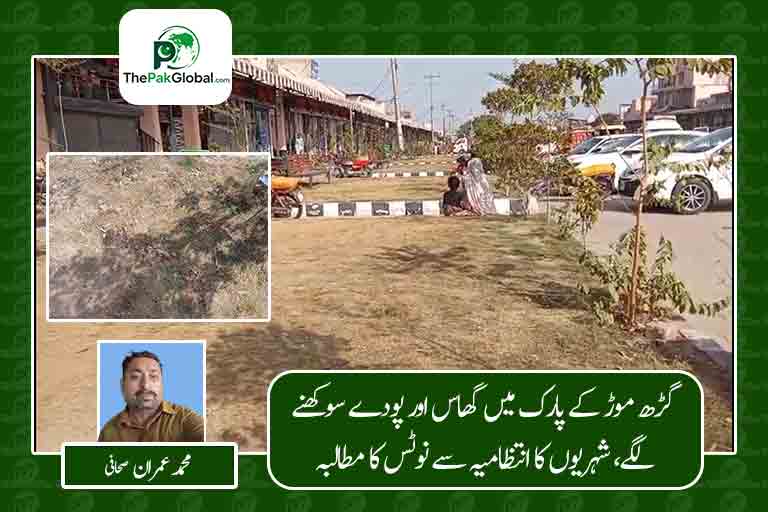 گڑھ موڑ کے پارک میں گھاس اور پودے سوکھنے لگے، شہریوں کا انتظامیہ سے نوٹس کا مطالبہ
